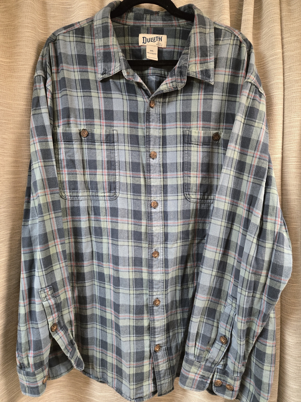 Duluth Trading Men’s Blue Plaid Flannel Shirt